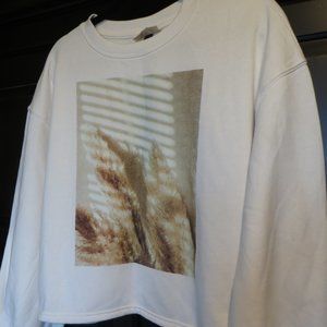Universal Thread Cropped Screen Print Sweatshirt White Size XL Fall Wheat